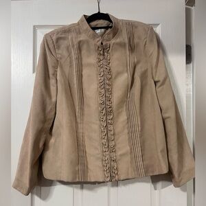 Dress Barn Tan Blazer with Ruffle Detail